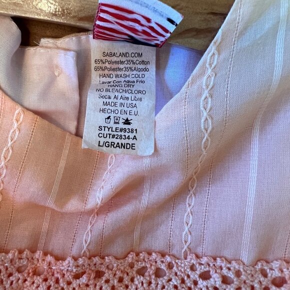 Custom Dyed Orange Ombre Dress with Lace Trim, Wide Sash & Bonnet - Picture 6 of 6